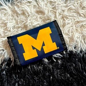 University of Michigan Blue and Yellow Trifold Nylon Wallet